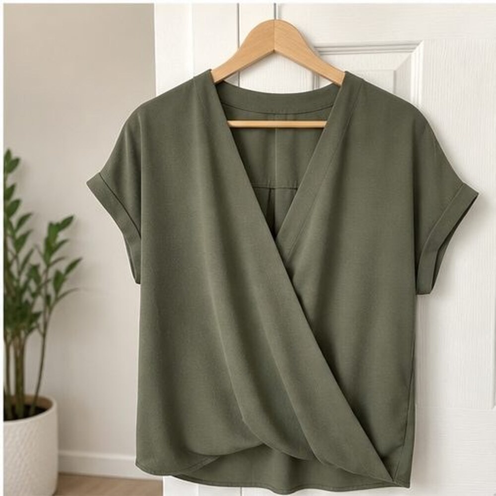 Olive Wrap Blouse